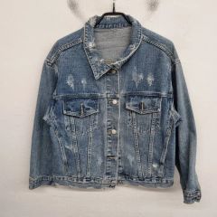 デニムジャケット ライトブルー ダメージ加工 - メルカリ