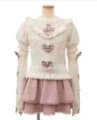 ♡ リズリサ はしごリボンフリルアームウォーマーニット ホワイト