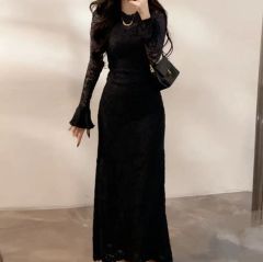 BOCHERON Elegant Lace Long Dress Black - メルカリ