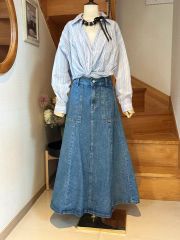 DENIM DUNGAREE デニムダンガリー デニムリメイクスカート サイズ1