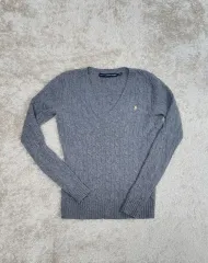 ラルフローレン スポーツ レディース Vネック ウール ニット グレー S (ポロ)