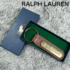 RALPH LAUREN ラルフローレン キーリング キーホルダー チャーム レザー ゴールドプレートロゴ 箱付き