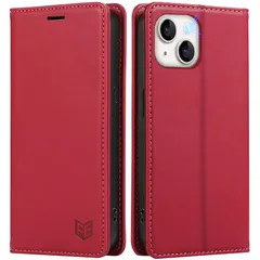 【新品】 FeeY iphone13 ケース 手帳型 Iphone13 手帳 ケース 耐衝撃TPU素材カード収納 マグネット内蔵スタンド機能付き アイフォン 13携帯カバー 全面保護 iphone13 スマホケース 5G 6.1インチ対応, ローズレッド 1