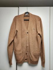 LACOSTE リブ編みカーディガン ベージュ/バーガンディ ※値下げ交渉可能 