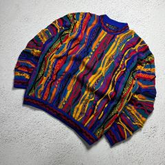 最高配色】クージー 3Dニットセーター マルチカラー コットン 一点物 L 
