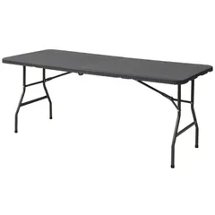 ☆新品☆ガーデンマスター(Gardenmaster) 折りたたみガーデンテーブル 幅180×奥行76×高さ73cm ウィッカー調 お庭 ベランダ テラス バルコニー ダークブラウン HFT-1876 6035036d