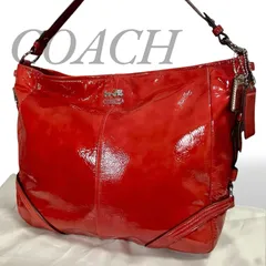 【MY0543】COACH コーチ ワンショルダー ハンドバッグ 肩掛け 手提げ 鞄 エナメル レッド 赤 レディース 18959 ファスナー