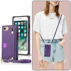 【新品】 iPhoneSE 2世代（2020）/iPhoneSE 3世代（2022）/iPhone 7/8/6/6S 対応 iphonese3 スマホ ケース iPhoneSE 2 肩掛け 首かけ 斜めがけ ショルダー ケースiPhone 7 財布型 ケー 1