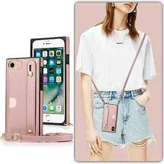【新品】 iPhoneSE 2世代（2020）/iPhoneSE 3世代（2022）/iPhone 7/8/6/6S 対応 iphonese3 スマホ ケース iPhoneSE 2 肩掛け 首かけ 斜めがけ ショルダー ケースiPhone 7 財布型 ケー 1