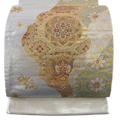 C103 ちどり屋 袋帯 花 華紋 白 銀 上品 人気柄 - メルカリ
