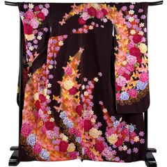 振袖 ラメ刺繍 銀通し 紋意匠 牡丹 身丈176cm トールサイズ HKT180 