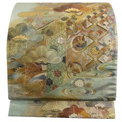 正絹 作り帯 袋帯 黄金の地に映える松竹梅の吉祥文様 二部式 二重太鼓