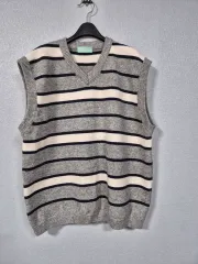 maroon ストライプ ベスト