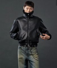 山田涼介着用✨ラムレザープライムオーバー襟付きシングルライダース