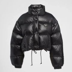 プラダ PRADA クロップドダウンジャケット2WAY ブラック 36 - メルカリ