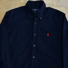 M POLO RALPH LAUREN クラシックフィット ネイビー コットンシャツ