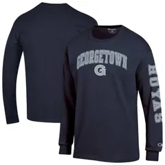 チャンピオン メンズ トップス Tシャツ ロゴ Mens Championavy Georgetown Hoyas Arch Over Logo 2Hit Long Sleeve TShirt Grg Navy ネイビー