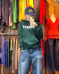 S CARHARTT カーハート フォレスト グリーン ロゴ フーディーのサムネイル