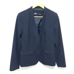 ザラ レディース ノーカラー CHECK ワンボタン ジャケット EUR 40_M1504