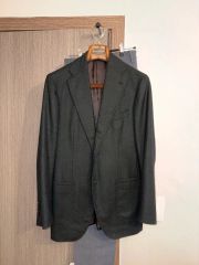 J7123 新品 カルーゾ コットンソリッドスーツ ベージュ 48 CARUSO