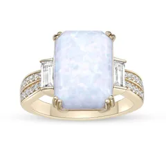 Gemminded レディース アクセサリー リング Gemminded 18k Gold Over Sterling Silver LabCreated Opal LabCreated White Sapphire Ringold Tone ゴールド