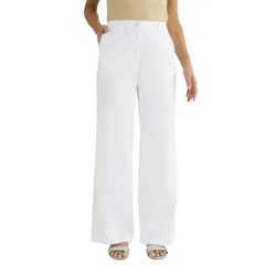 ジェシカロンドン レディース ボトムス カジュアルパンツ プラスサイズ プチ コットン Jessica London Womens Plusize Petite Stretch Cotton Chino WideLeg Trouser White ホワイト