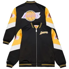 ミッチェルネス メンズ アウター ジャケット・ブルゾン サテン Mens Mitchell Ness Black Los Angeles Lakers Throw It Back Heavyweighのサムネイル