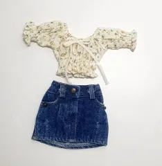 旧官 アトリエナイン アトリエナイン msd 服 ブラウス クロップド デニムスカート カジュアル 엠딩 ミニ 服