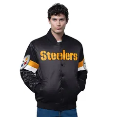 スターター メンズ アウター ジャケット・ブルゾン Tシャツ サテン Menstarter Black Pittsburgh Steelers Triple Option Satin Varsityのサムネイル