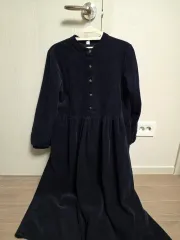 ネイビー コーデュロイ ロング ONE PIECE