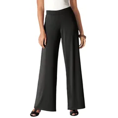 ジェシカロンドン レディース ボトムス カジュアルパンツ ワイドレッグ プラスサイズ プチ ニット Jessica London Womens Plusize Petite Stretch Knit Wide Leg Pant Black ブラック
