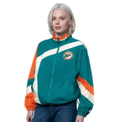 スターター レディース アウター ジャケット・ブルゾン ヴィンテージ Womenstarter AquaOrange Miami Dolphins Vintage 1st Quarter FullZiのサムネイル