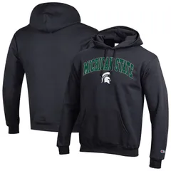 チャンピオン メンズ トップス Tシャツ ロゴ パーカー MensChampion Black Michigan State Spartans Arch Over Logo Pullover Hoodie Msu Black ブラック