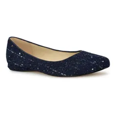 ナインウェスト レディース シューズ サンダル レザー Nine West Speakup Womens Leather Ballet Flats Dark Blue Tweed ブルー