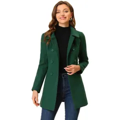 アレグラ ケー レディース アウター ジャケット・ブルゾン コート ALLEGRA K Womens Peter Pan Collar Double Breasted Long Sleeve Winter Coat Dark Green グリーン