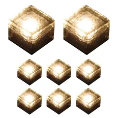 【即日発送】電球色) (8個 アイスフラワー様式 8個セット 自動点灯 防水 高輝度 屋外 太陽光パネル充電 ガーデンライト 埋め込み式 ソーラーライトのサムネイル