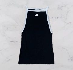 Courreges】クレージュ ポインティリブニットタンクトップ ホワイト