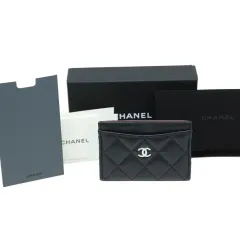 ジーン・シャネル カードウォレット Classic キャビア シルバー AP0213 チップ付き