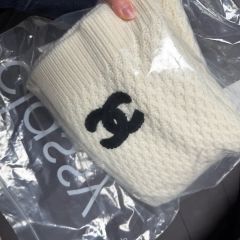 美品 CHANEL シャネル ターンロック マフラー カメリア モヘア
