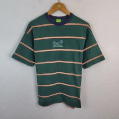 HUF ハフ Tシャツ ボーダー ロゴプリント グリーン Mサイズ メンズ 古着 ストリート スケーター
