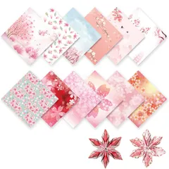 【即日発送】和紙風 桜 千代紙 桜 折り紙セット お花紙 大量 千羽鶴 飾り付け 柄付き DIY用紙 生日パーティー装飾 可愛い 手芸紙 カラフル おしゃれ 15cm カラフル 柄付き 200枚 ペーパーアート 両面柄 工芸用品紙 折り紙 15*15cm