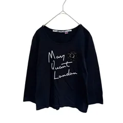 041 MARY QUANT LONDON 長袖カットソー M ブラック スパンコール デイジー刺繍 ロゴ ロンT 黒 マリークワント ロンドン 花ロゴ モノトーン