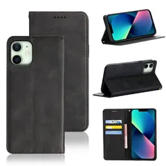 【人気商品】スタンド機能付き マグネット ケース 5色(いphone12 ケース 耐衝撃 財布型 mini mini カード収納 PUレザー 用 手帳型 手帳型 カバー スマホケース ケース手帳型) 手帳型ケース 12mini iPhone (ブラック) 適用