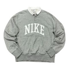 NIKE ナイキ 襟付きスウェット アーチロゴ アップリケ刺繍 グレー XL 