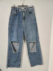 ダメージウォッシュデニムワイドパンツ M