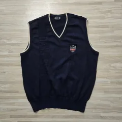 95) DAKS ネイビー ニット ベストのサムネイル