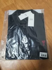 アミ ハート ロゴ ブラック ポロシャツ Tシャツ M