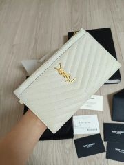 美品】YSL サンローラン財布 ホワイトVレザー - メルカリ