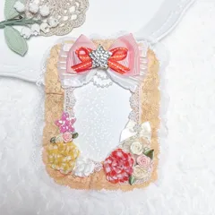 B8 硬質ケース　硬質カードケースデコ　デコ　オレンジ　星　star バラ　薔薇　レース　リボン　推し活　あんさんぶるスターズ　トレカケース　量産型　地雷系　チェキ