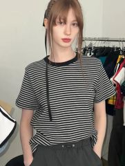 LINKABLE リンカブル タグフレアTシャツ ボーダーxピンク - メルカリ